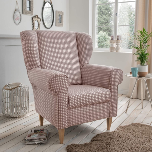 Polstersessel Ohrensessel AVERSA Stoff Talento Flamingo