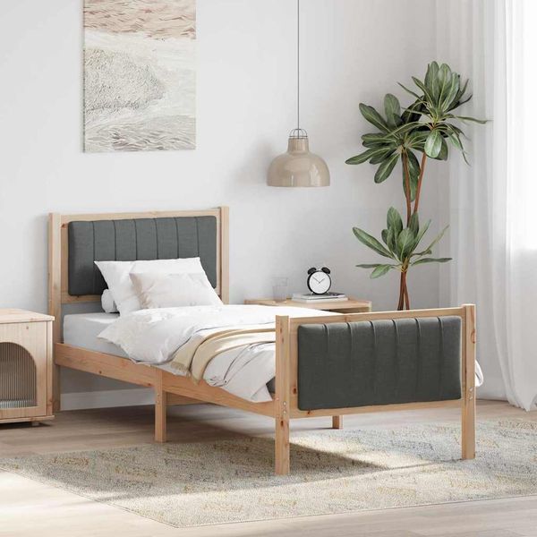 vidaXL Bettgestell Braun und Dunkelgrau 80 x 200 cm Massivholz Kiefer 878500