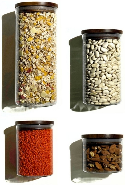 Zoha Vorratsglas Luftdichte Glasbehälter mit Akazienholz-Deckel & stapelbarem Glas, Borosilikatglas, (Komplett Set, 6-tlg, Verschiedene Größen), Behälter aus Glas - Borosilikatglas Bild 5