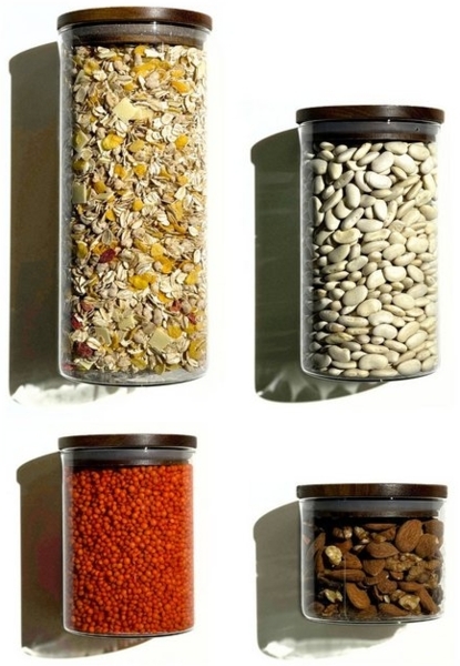 Zoha Vorratsglas Luftdichte Glasbehälter mit Akazienholz-Deckel & stapelbarem Glas, Borosilikatglas, (Komplett Set, 6-tlg, Verschiedene Größen), Behälter aus Glas - Borosilikatglas Bild 4