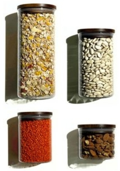 Zoha Vorratsglas Luftdichte Glasbehälter mit Akazienholz-Deckel & stapelbarem Glas, Borosilikatglas, (Komplett Set, 6-tlg, Verschiedene Größen), Behälter aus Glas - Borosilikatglas Bild 6