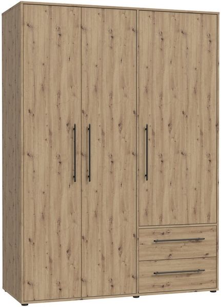 Schrank mit Drehtüren MOKKARIS Kleiderschrank ca. 144 x 200 x 59 cm Artisan Eiche Nb.