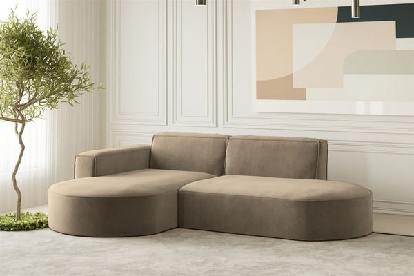 Ecksofa Designersofa PALMA XS in Stoff Noel Braun Ottomane Links