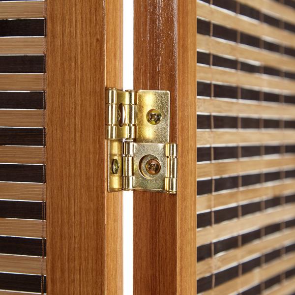 Paravent Raumteiler 5 teilig Holz Trennwand Sichtschutz Braun Bild 7