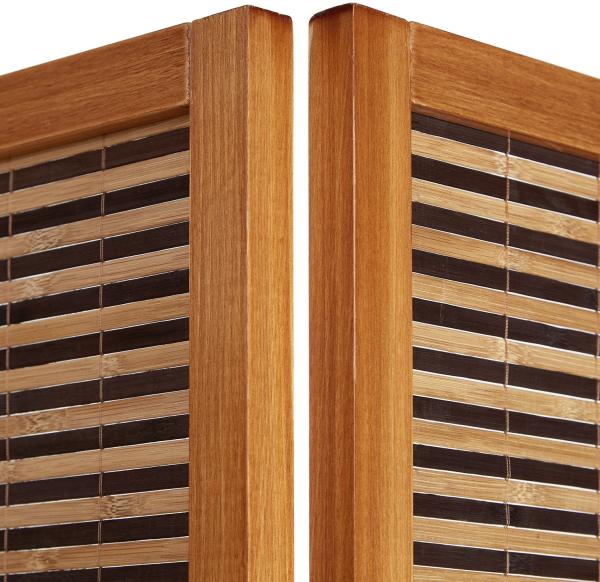 Paravent Raumteiler 5 teilig Holz Trennwand Sichtschutz Braun Bild 5