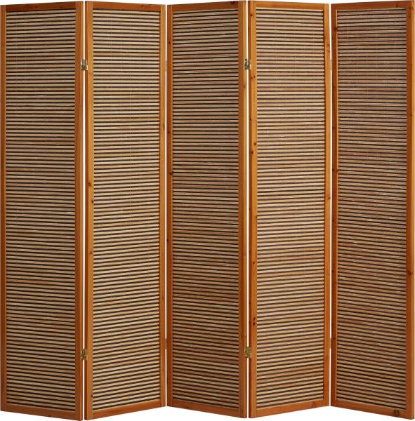 Paravent Raumteiler 5 teilig Holz Trennwand Sichtschutz Braun Bild 10