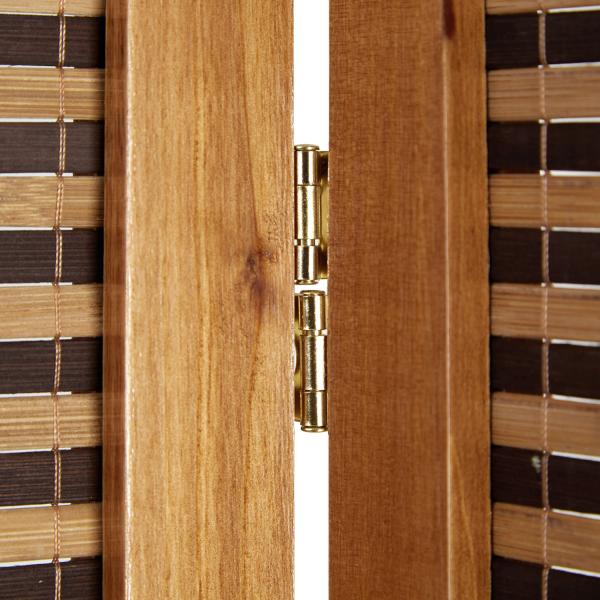 Paravent Raumteiler 5 teilig Holz Trennwand Sichtschutz Braun Bild 8