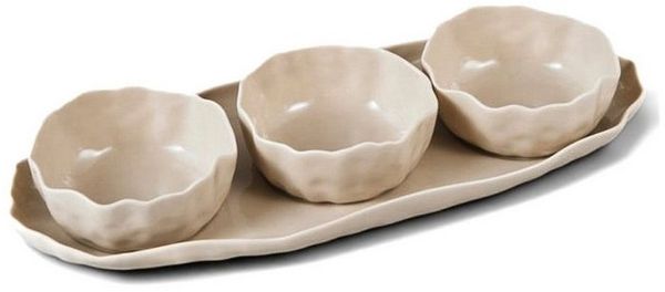 EKA Snackschale Angles Beige Snack Set, Porzellan, (4-tlg)