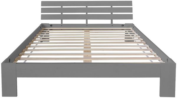 Homestyle4u Futonbett, massives Kiefernholz, Grau, 140x200 cm Bild 3