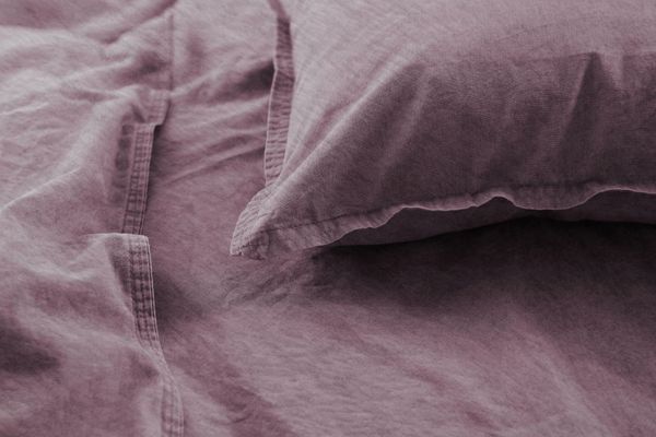 Primera Flanell Bettwäsche 155x220 stonewashed berry uni aubergine 173100-466
