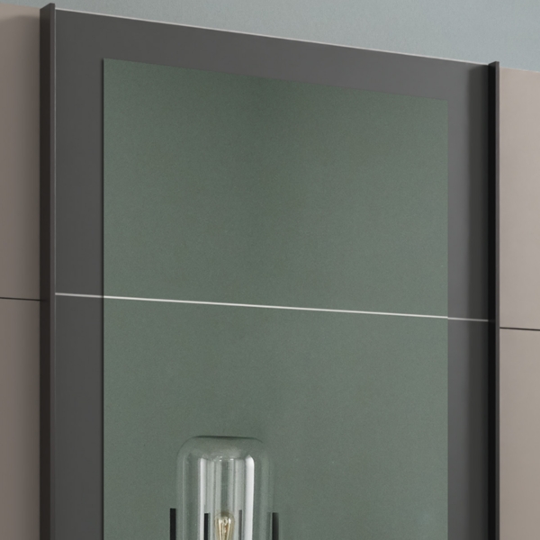 Schwebetürenschrank Kleiderschrank 270 cm 3-türig Schubladen Spiegel Sand Grau Grafit Bild 5