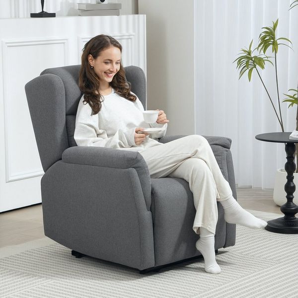HOMCOM Relaxsessel Fernsehsessel mit Liegefunktion (TV-Sessel mit Taschenfederkern, 1-St, Ruhesessel), für Wohnzimmer, Schlafzimmer, Dunkelgrau