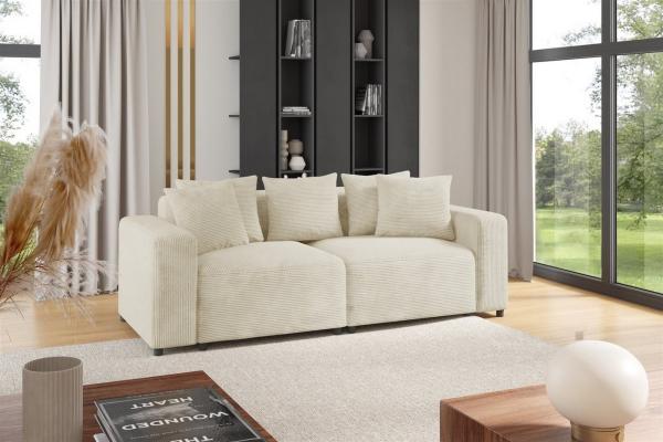 Sofa Designersofa MEGAN 2-Sitzer in Stoff Poso Creme