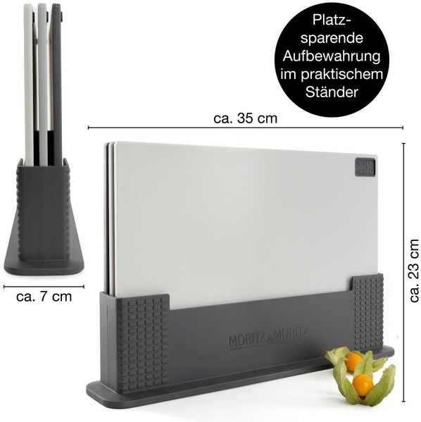 Moritz & Moritz Schneidebrett 3x Piazza Schneidebrett Kunststoff Set, Kunststoff, (3er Set), Spülmaschinengeeignet und hygienisch