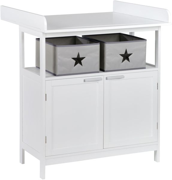 roba Wickelkommode 'Hamburg' mit Wickelansatz - 2 Türen - 2 Boxen - Wickelhöhe 92 cm - Weiß