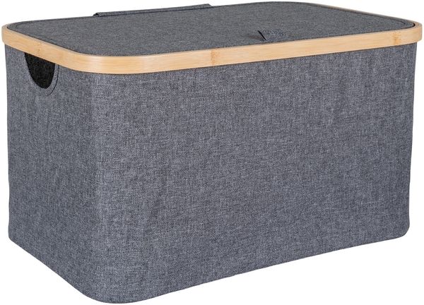 Allzweckkorb >Noto< in Dunkelgrau, Bambus, Polyester - 30x25x45cm (BxHxT)