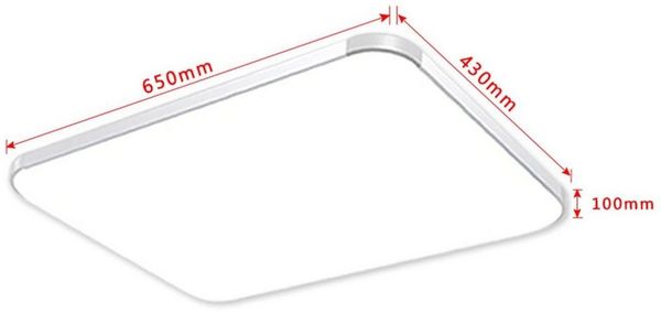 FIVMEN LED Deckenleuchte Deckenlampe 72W Dimmbar Lampe mit Fernbedienung, LED fest integriert, 2800K-6000K, Rechteck