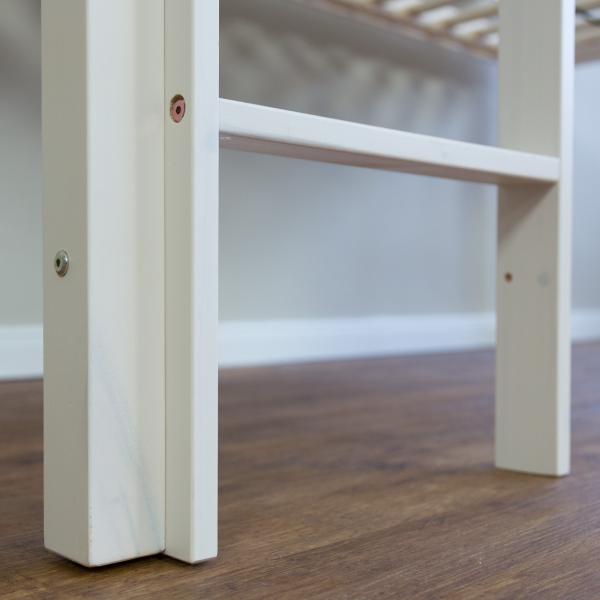 Hochbett mit Matratze, Lattenrost, Rutsche, Tunnel & Vorhang, Holz weiß/pink, 90x200 cm Bild 7