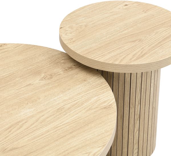 Couchtisch-Set rund 66 x 66 x H 40 cm/40 x 40 x H 46 cm, platzsparend, MDF in Holzoptik Bild 9