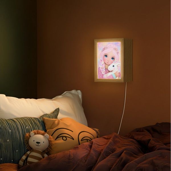 OnlyWow Wandleuchte Lightbox Mädchen - Einhorn - Rosa, Dimmbar, Farbwechsel, LED, Warmweiß, Kaltweiß, Neutralweiß Einstellbar, Wandlampe Innen, Dimmbar, mit Kabel, LED, Beleuchtung, Kinderzimmer