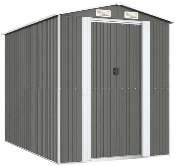 vidaXL Geräteschuppen Hellgrau 192x274x223 cm Verzinkter Stahl 3147439