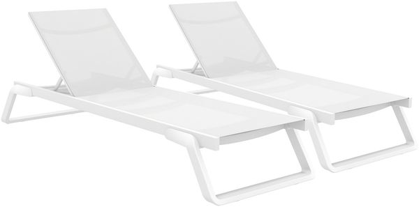 Sonnenliege RALF 2er Set klappbar - 72 x 210 x 31 cm, Metall, Weiß | Gartenliege Strandliege
