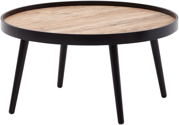 Couchtisch Rund 76x76x40cm Schwarz Braun Modern Wohnzimmer Salontisch
