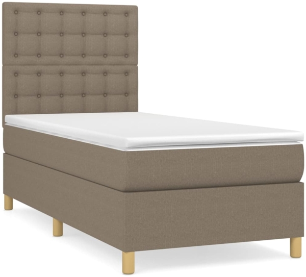vidaXL Boxspringbett mit Matratze Taupe 100x200 cm Stoff 3142637