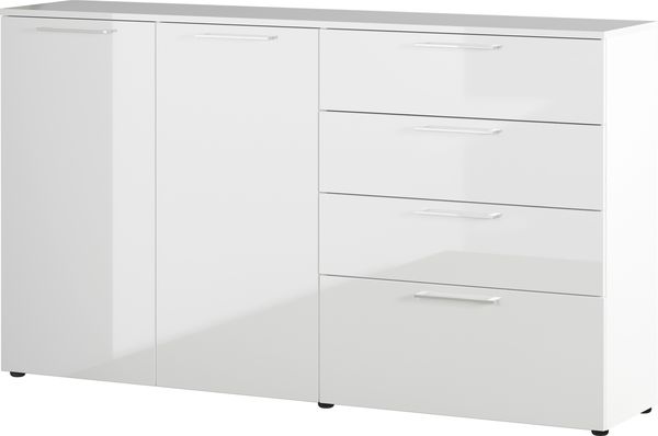 Sideboard >M-403< (BxHxT: 186x107x40 cm) in weiss - 186x107x40cm (BxHxT)