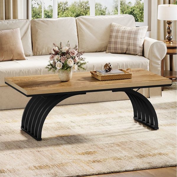 Tribesigns Couchtisch 120x60cm rechteckiger Wohnzimmertisch mit Metallbeinen für Wohnzimmer