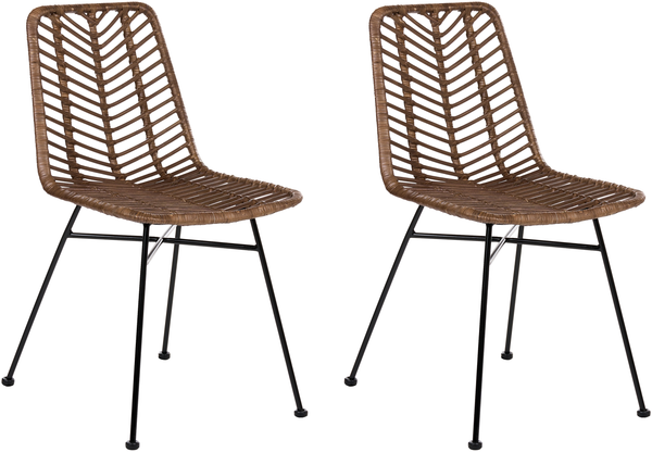 Esszimmerstuhl 2er Set DILLEY Rattan Braun