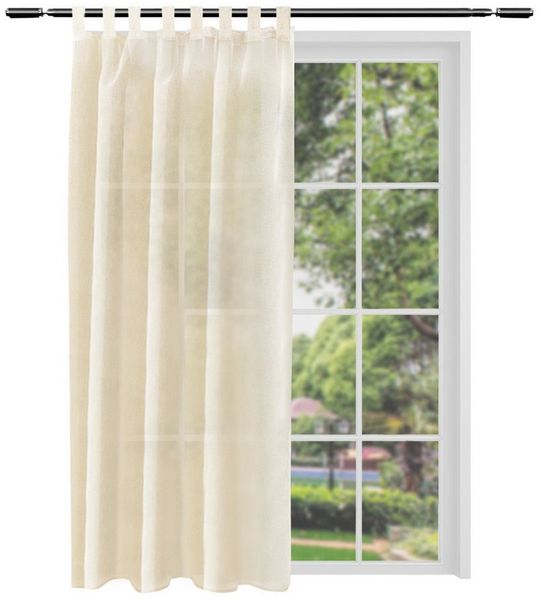 Woltu Gardine (2 St), halbtransparent, Gardinen halbtransparent mit Schlaufen Leinen Optik