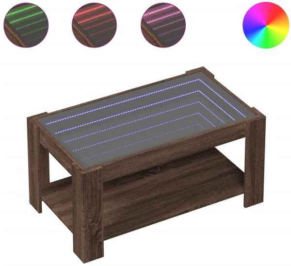 LED-Couchtisch, Sofatisch Braun Eichen-Optik 93x53x45 cm Holzwerkstoff