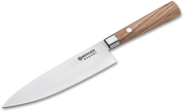 Böker Manufaktur Solingen Kochmesser Böker Damast Olive Chefmesser Klein, Böker Damast Olive Chefmesser Klein