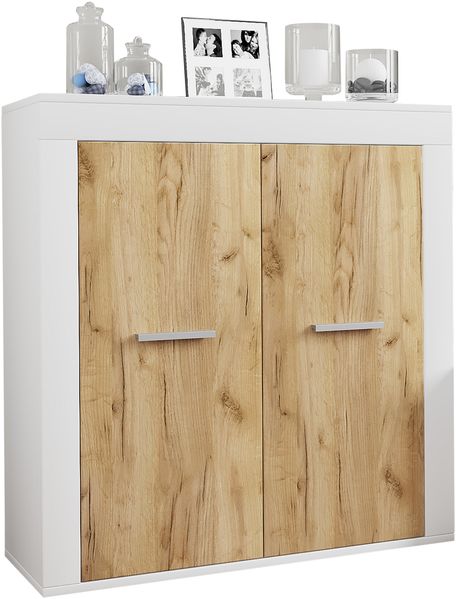 VCM Kommode & Sideboard Usilo 919849 Weiß / Honig-Eiche H. 89 x B. 80 x T. 35 cm