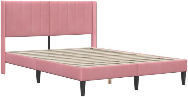 vidaXL Bettrahmen mit Kopfteil Rosa 120 x 190 cm Samt 42027494 Bild 3