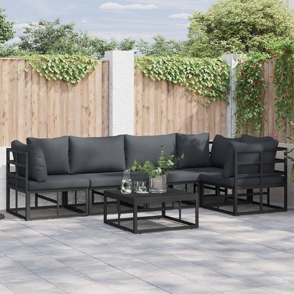 vidaXL Gartensofa-set mit Kissen 5 pcs Schwarz Aluminium 3378866