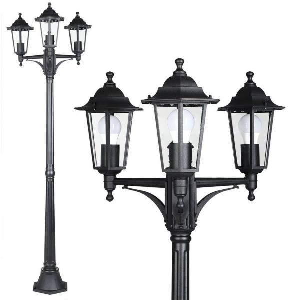 MONZANA® Außenleuchte, Laterne, 3-flammig, 176 cm, wetterfest, IP44, Aluminiumguss, Vintage-Kandelaber, Gartenleuchte & Wegeleuchte