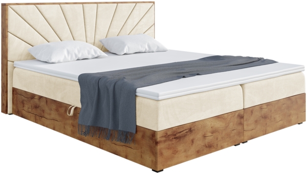 MEBLINI Boxspringbett LOFTY 7 180x200 cm mit Bettkasten - H3/Beige Samt Polsterbett - Doppelbett mit Topper & Taschenfederkern-Matratze Bild 2