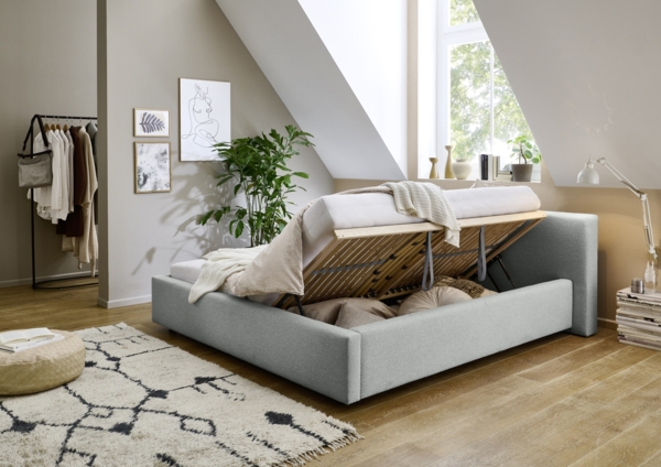 Polsterbett >Cube mit BK< Liegefläche 180x200cm, ash, Stellmaß: 220x82x227cm (BxHxT) Bild 3