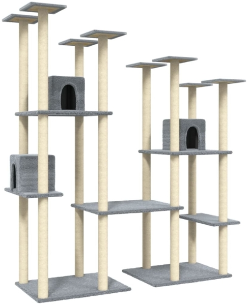 vidaXL Kratzbaum mit Sisal-Kratzsäulen Hellgrau 174 cm 171534
