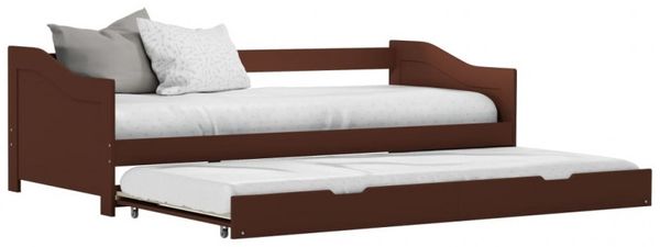 vidaXL Ausziehsofa Bettgestell Dunkelbraun Kiefernholz 90×200 cm 283152 Bild 9