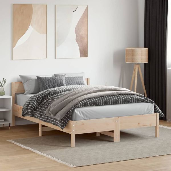 vidaXL Massivholzbett ohne Matratze 135x190 cm Kiefernholz 842770