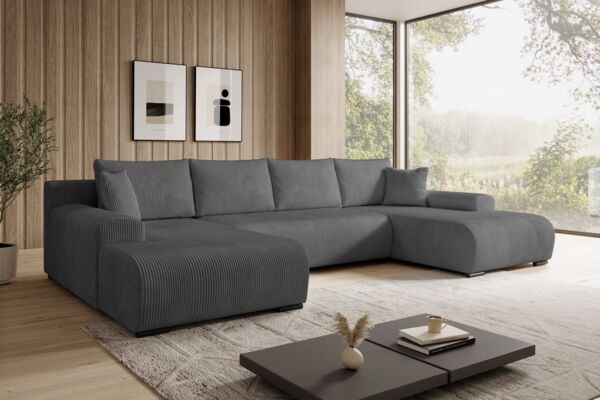 storez24 Ecksofa Ellen U, mit Bettkasten und Schlaffunktion, Cordstoff, U-Form, bequem