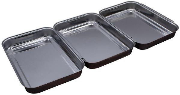 Spetebo Teller-Set Edelstahl Panierschalen silber 22 cm - 3er Set, Edelstahl, Klassische Panierstraße zum Einhängen