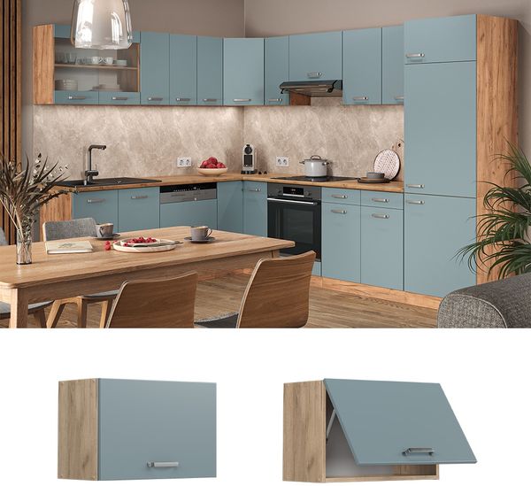 Hängeschrank R-Line Blau-Grau 60 cm Flach Vicco Bild 2