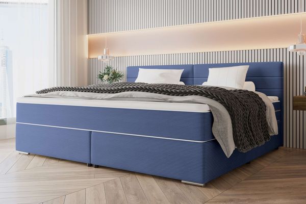 99rooms Phönix Familienbett Boxspringbett 220×200 cm Cordstoff POSO Blau