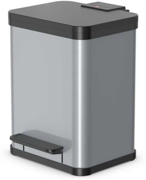 Hailo 'Öko Plus M' Treteimer, Stahlblech, Silber, 18 (2x9) Liter
