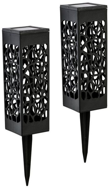 Spetebo LED Solarleuchte LED Solar Schattenlampe - 2er Set, Einschaltautomatik, LED, warmweiß, Deko Lampen in warmweiß