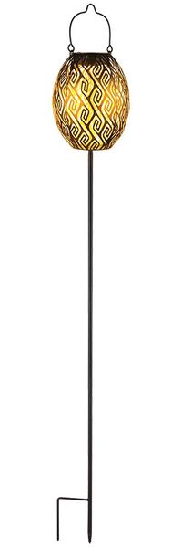 LED Solarleuchte, Metall, Schwarz Gold, H 90cm
